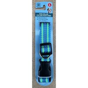Greenbrier Adjustable Kennel Club 18"-24" neck Dog Collar L - Blue/Green Stripes